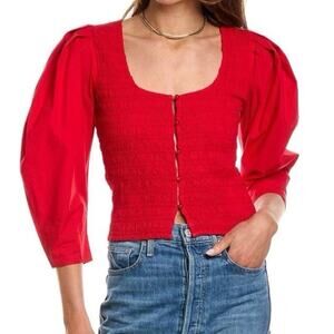 Anthropologie Red Button-Up Blouse